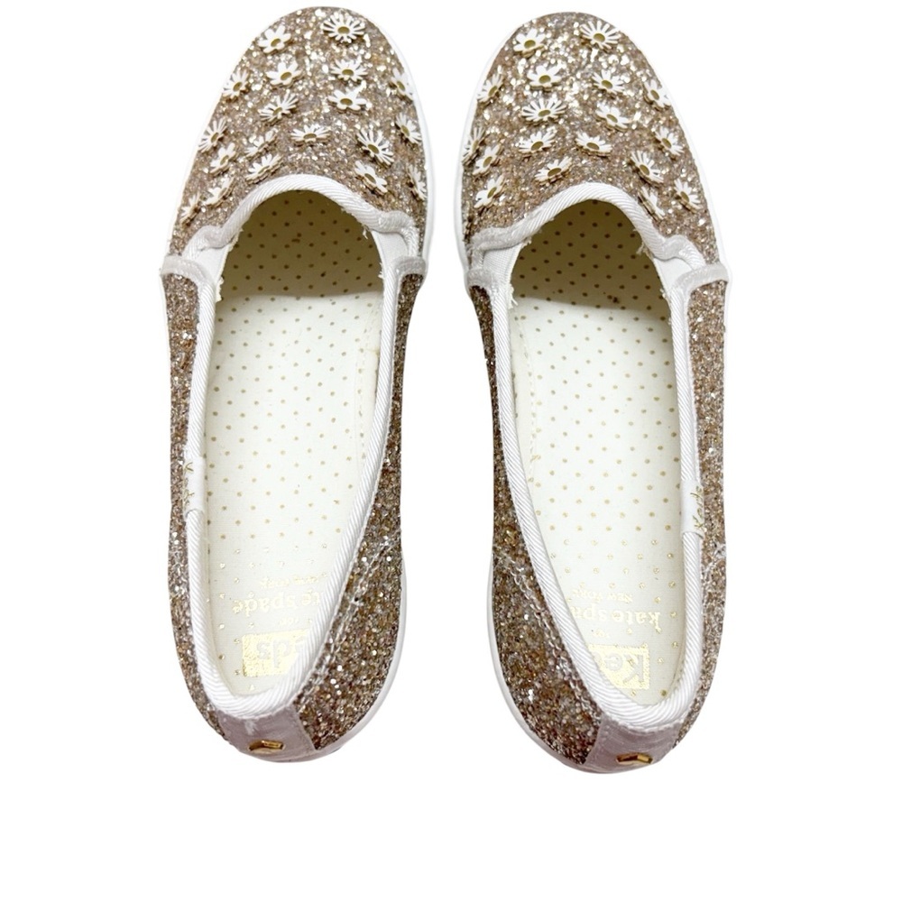 NWOT Kate Spade x Keds Triple Decker Sneakers Size 8 Sparkle 3-D Daisies - Picture 6 of 9